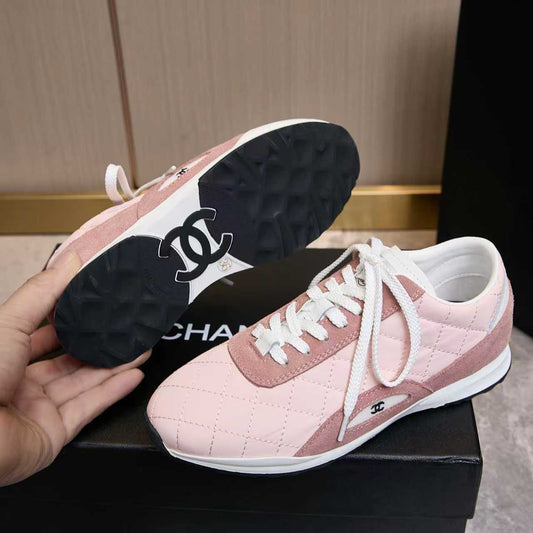 Chanel Quilted Calfskin & Suede Lace-Up Sneakers