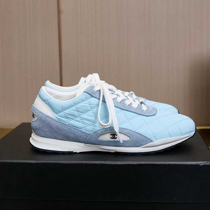 Chanel Quilted Calfskin & Suede Lace-Up Sneakers