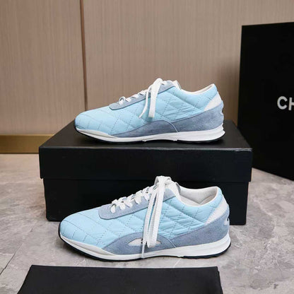 Chanel Quilted Calfskin & Suede Lace-Up Sneakers
