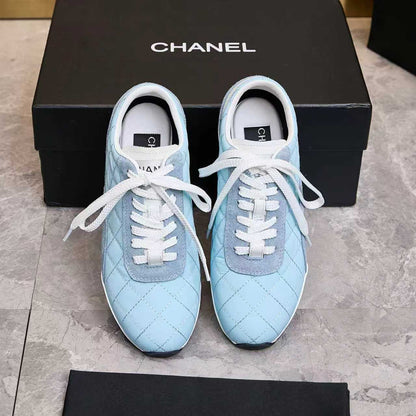 Chanel Quilted Calfskin & Suede Lace-Up Sneakers