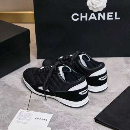 Chanel Quilted Calfskin & Suede Lace-Up Sneakers