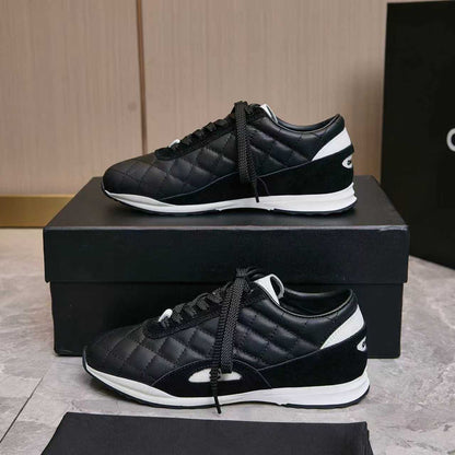 Chanel Quilted Calfskin & Suede Lace-Up Sneakers