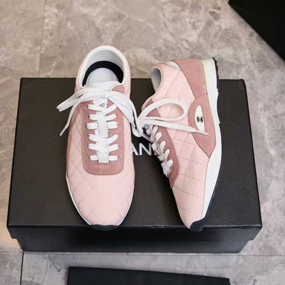 Chanel Quilted Calfskin & Suede Lace-Up Sneakers