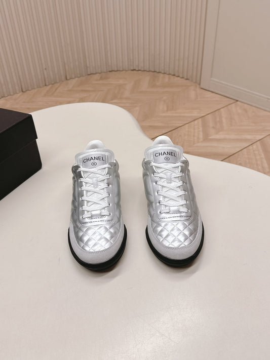 Chanel Quilted Metallic Lambskin Sneakers