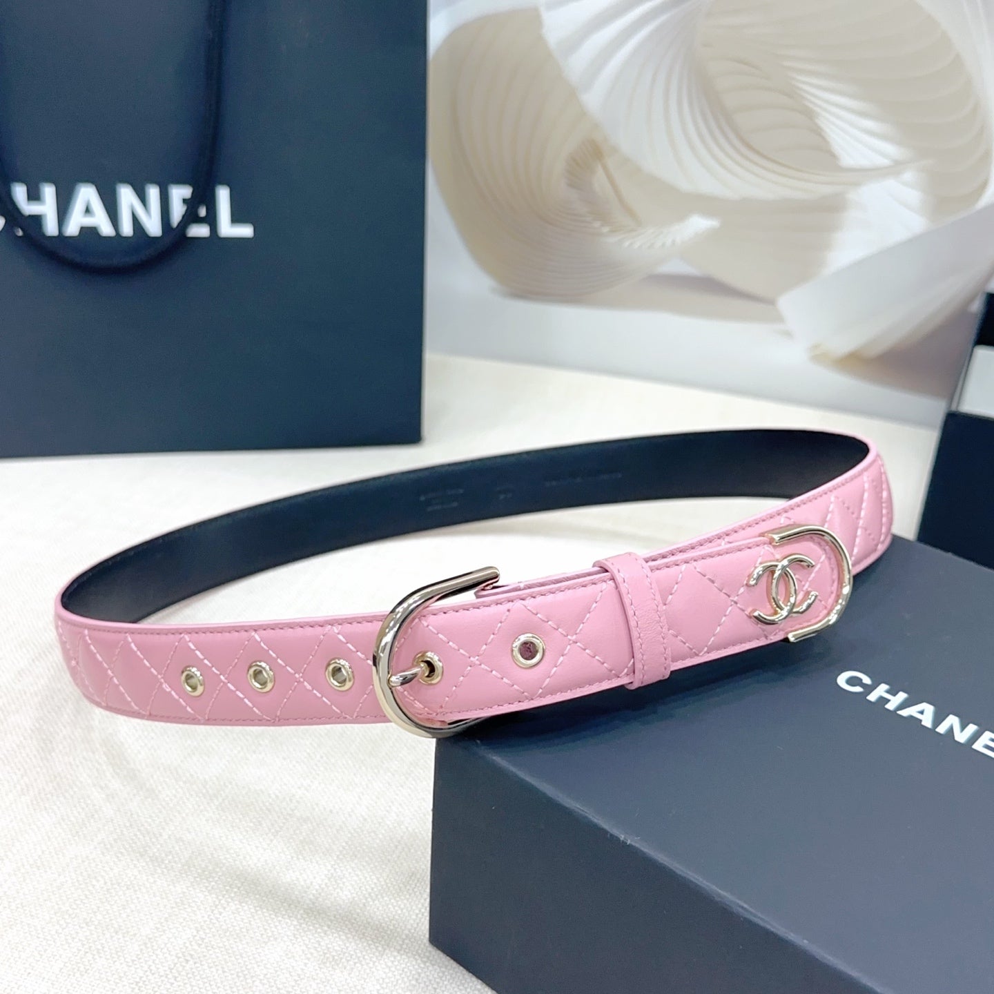 Chanel Quilted Leather Belt with CC Logo