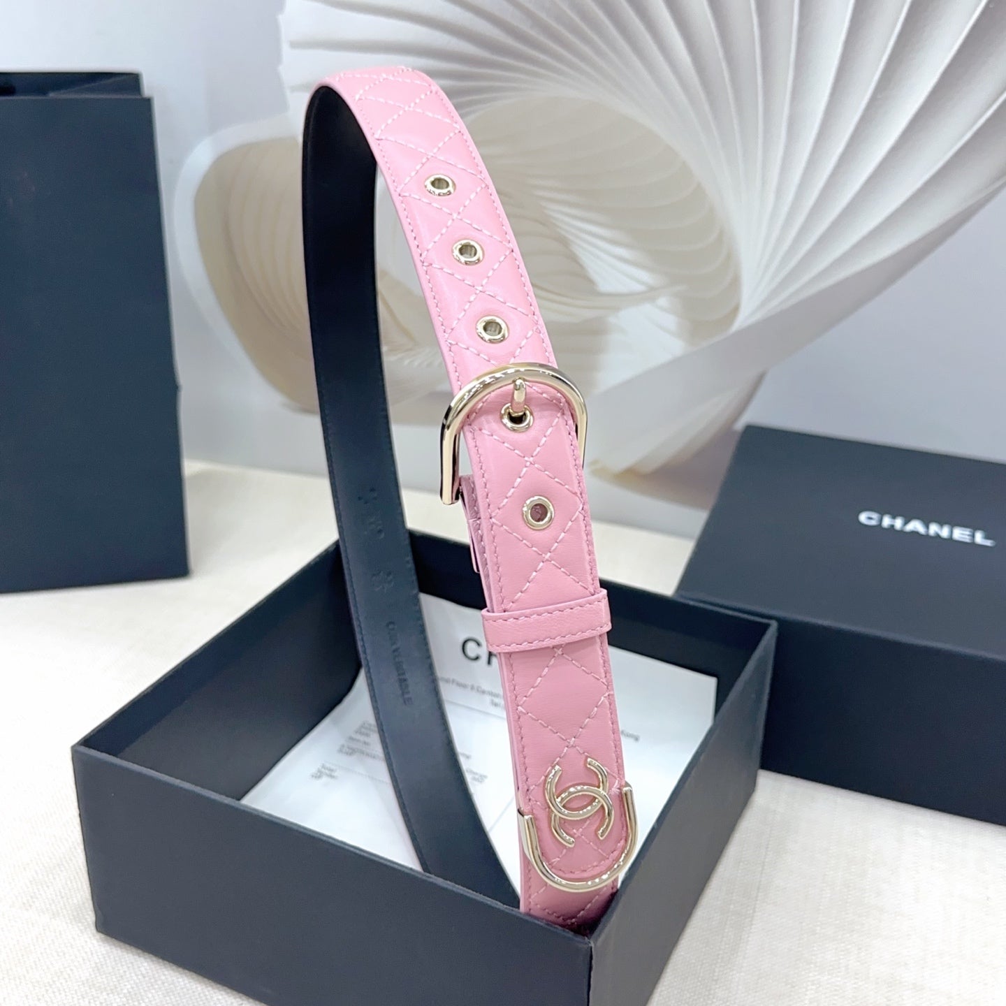 Chanel Quilted Leather Belt with CC Logo