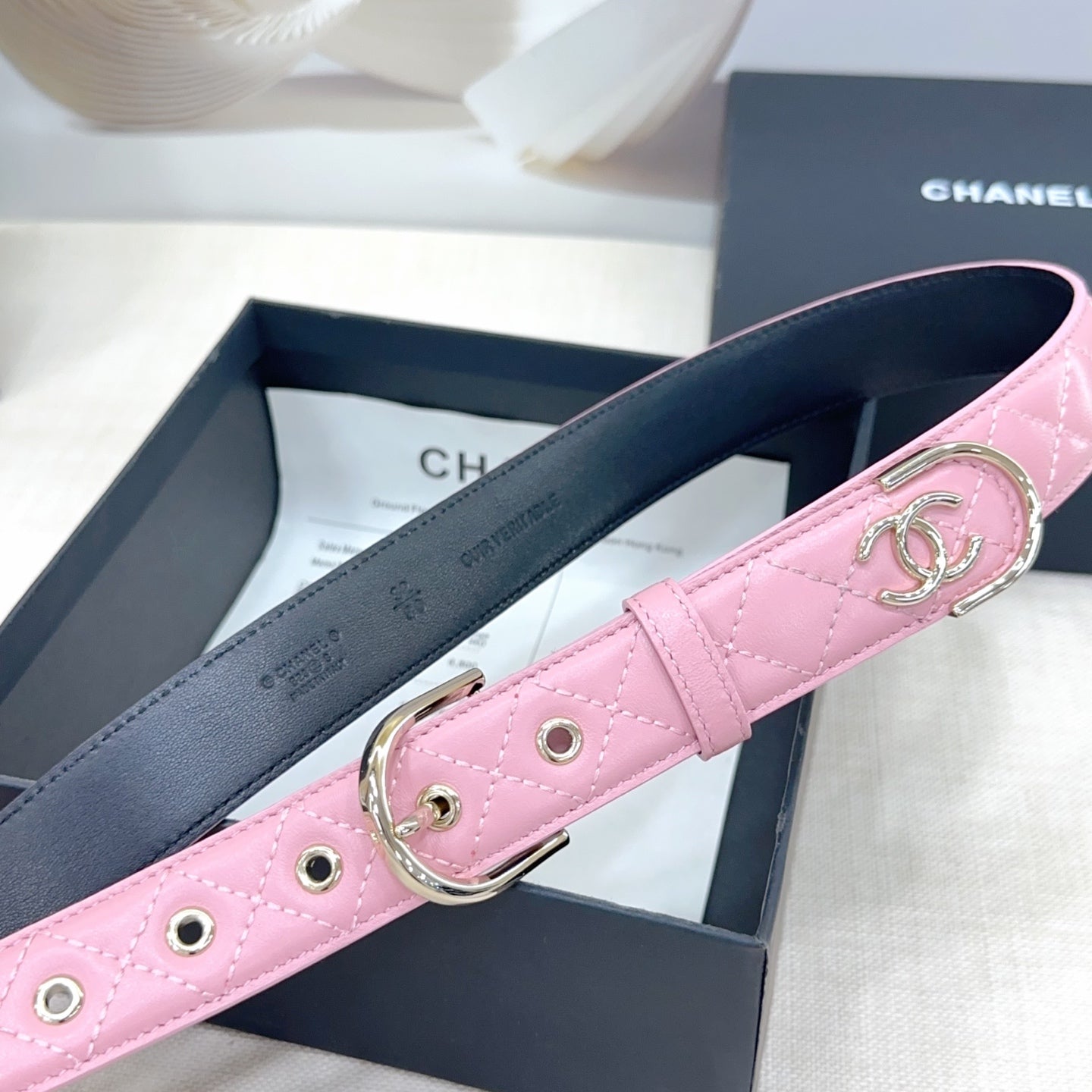 Chanel Quilted Leather Belt with CC Logo