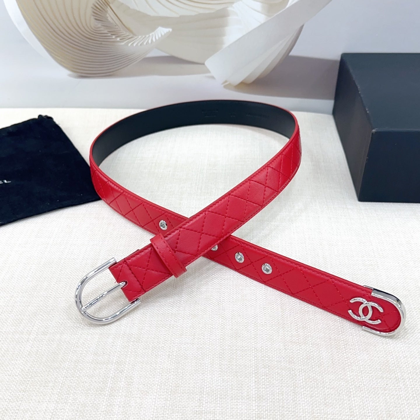 Chanel Quilted Leather Belt with CC Logo