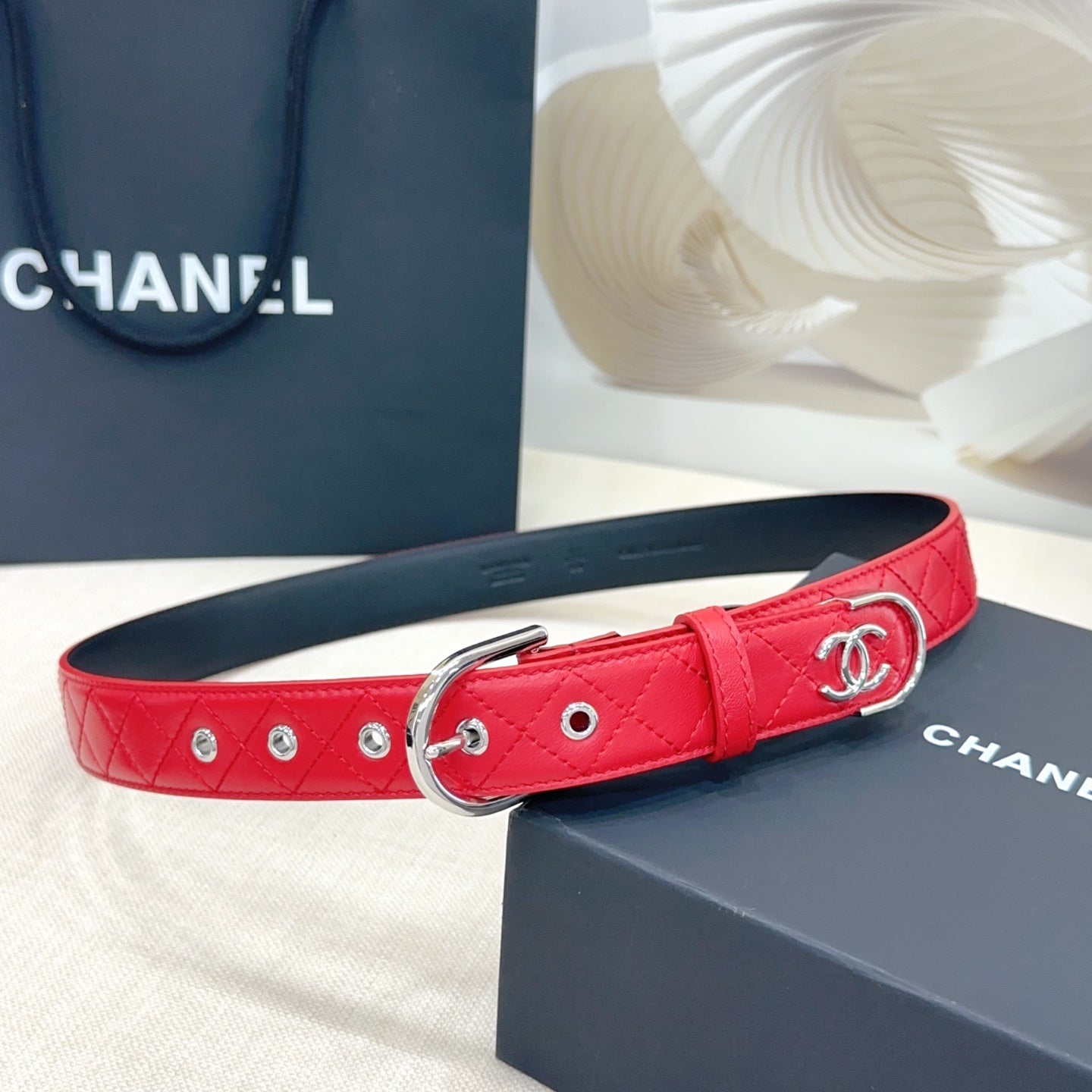 Chanel Quilted Leather Belt with CC Logo