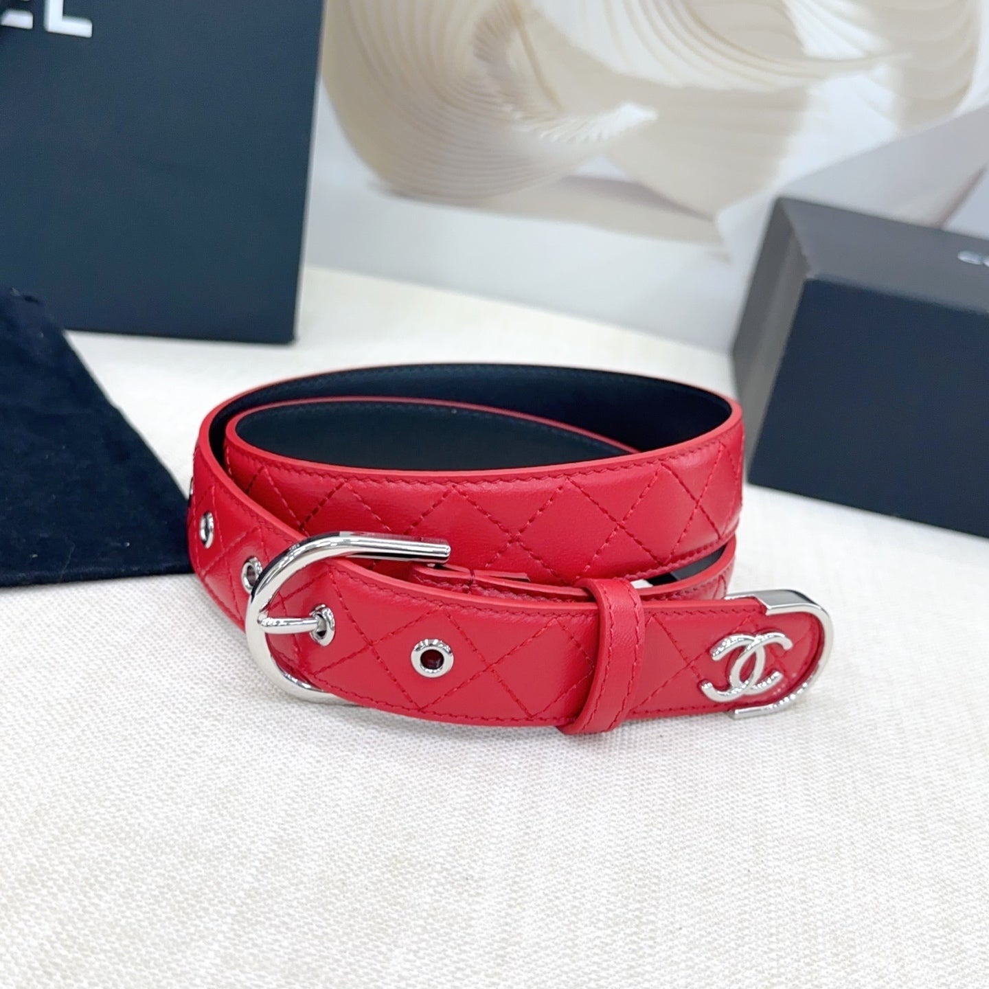 Chanel Quilted Leather Belt with CC Logo