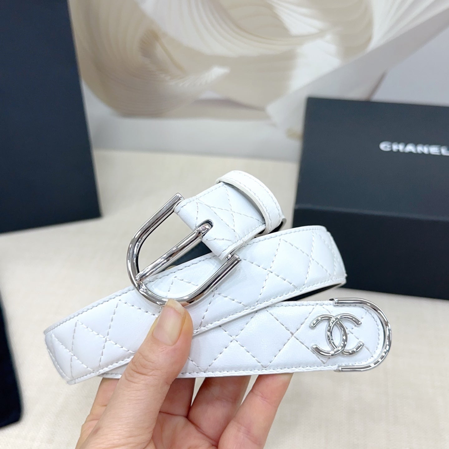 Chanel Quilted Leather Belt with CC Logo