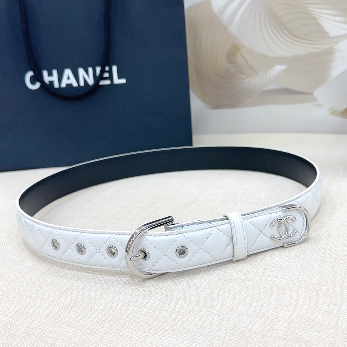 Chanel Quilted Leather Belt with CC Logo