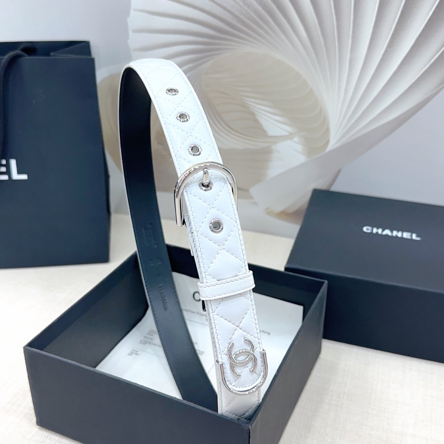 Chanel Quilted Leather Belt with CC Logo