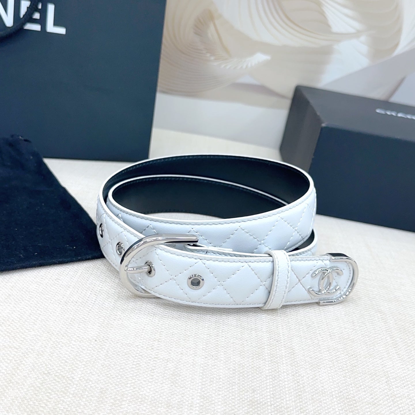 Chanel Quilted Leather Belt with CC Logo
