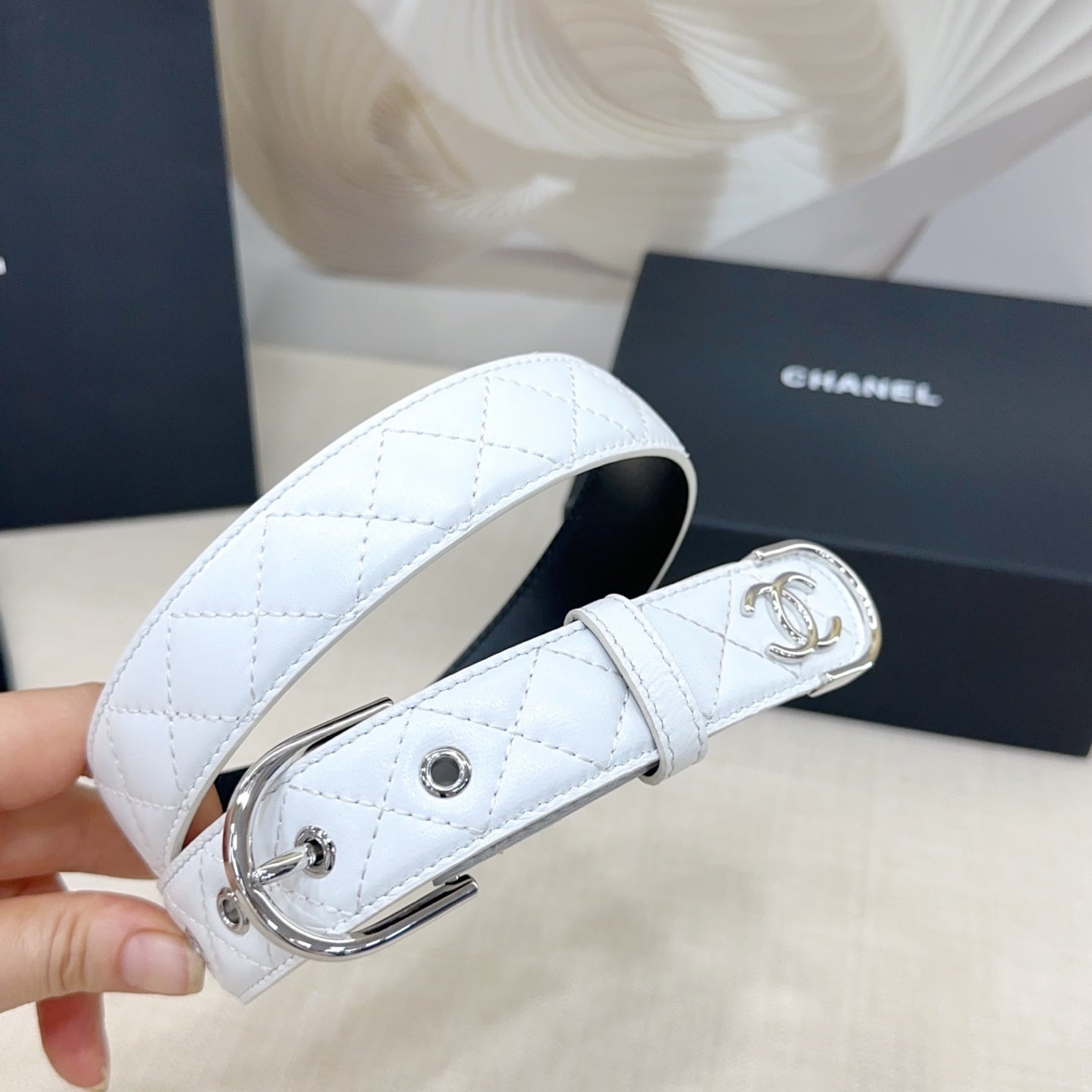Chanel Quilted Leather Belt with CC Logo