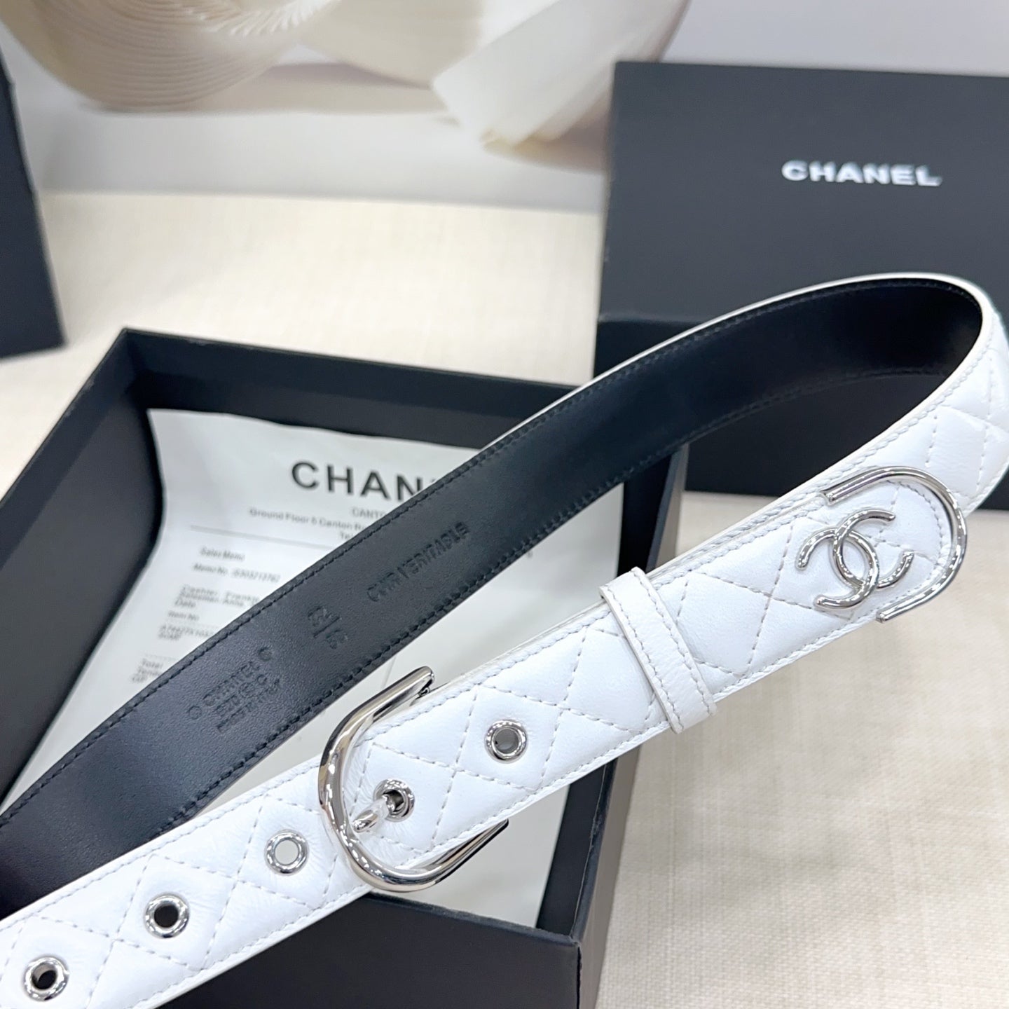 Chanel Quilted Leather Belt with CC Logo