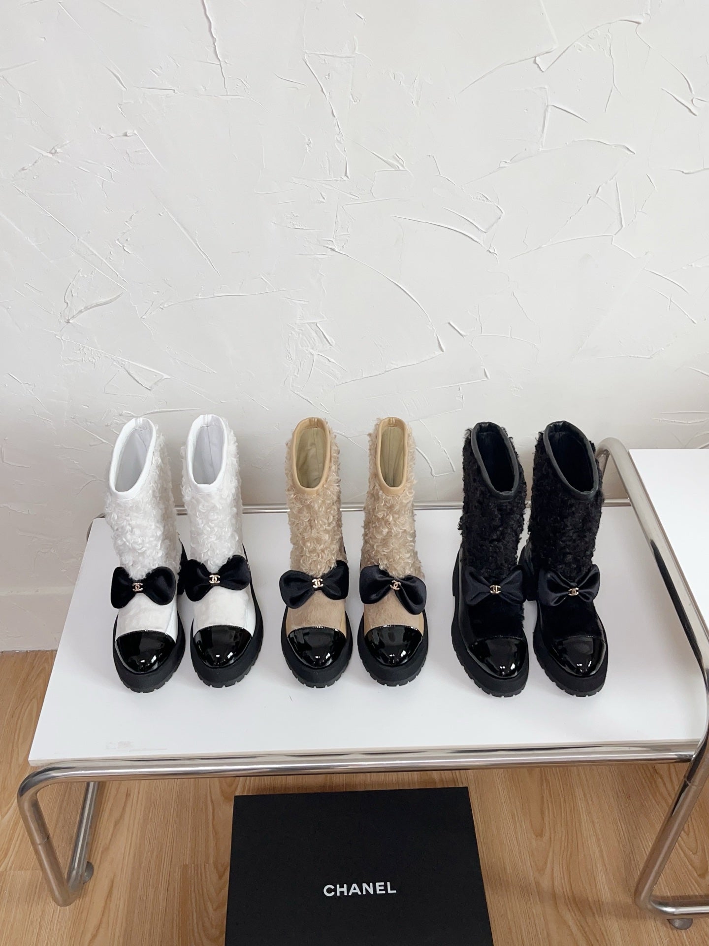 Chanel Shearling Bow Snow Boots