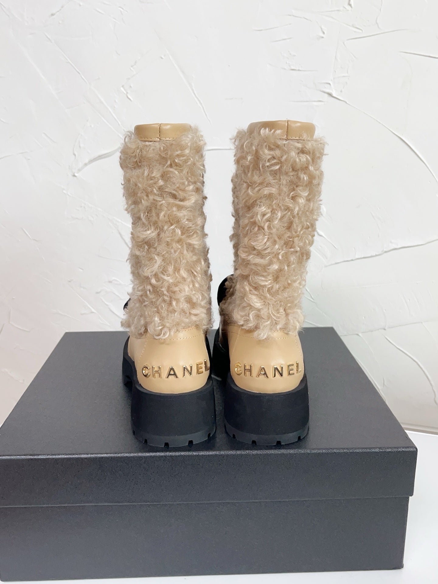 Chanel Shearling Bow Snow Boots