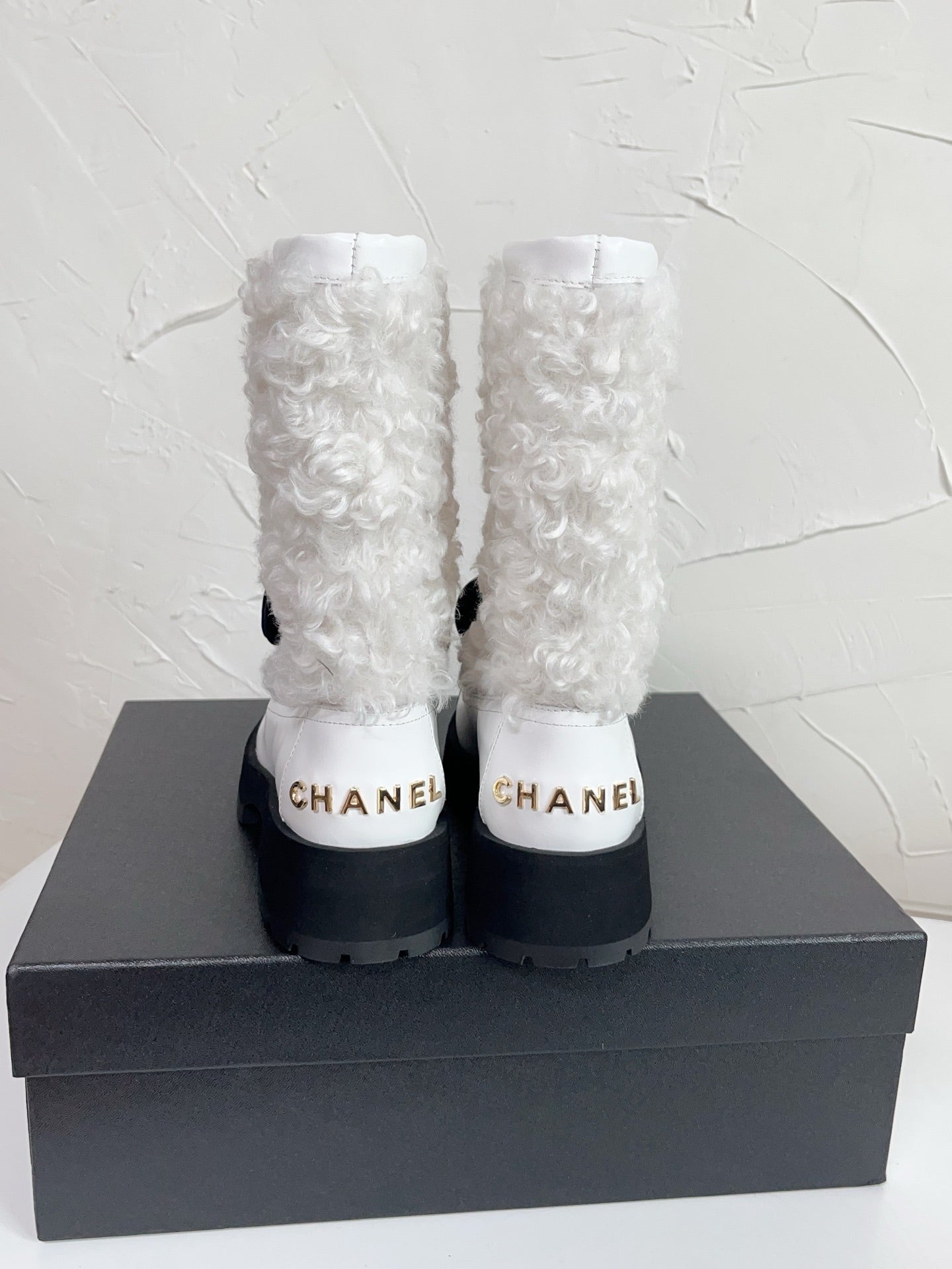 Chanel Shearling Bow Snow Boots