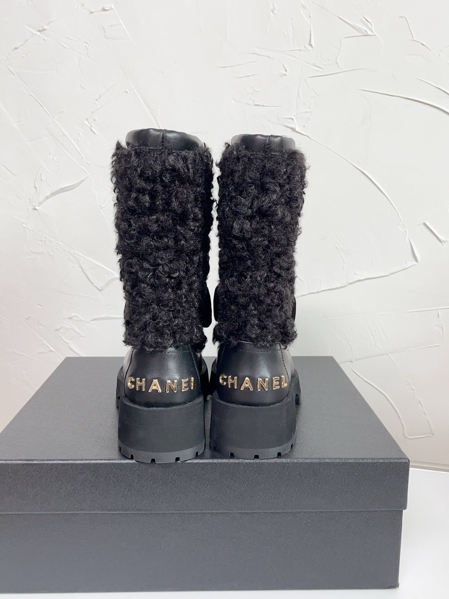 Chanel Shearling Bow Snow Boots