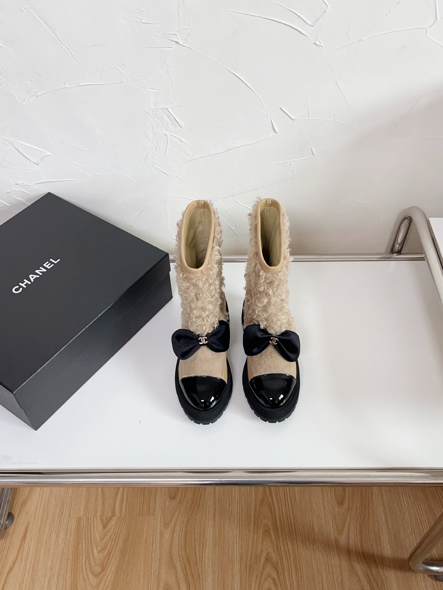 Chanel Shearling Bow Snow Boots