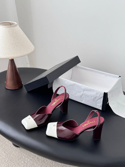 Chanel Two-Tone Square Toe Slingback Pumps