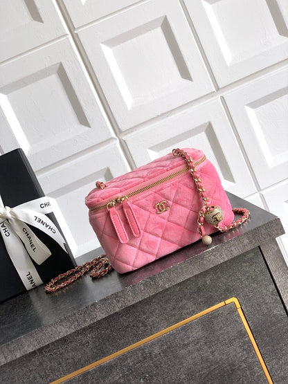 Chanel Velvet Vanity Bag with Crystal Charm