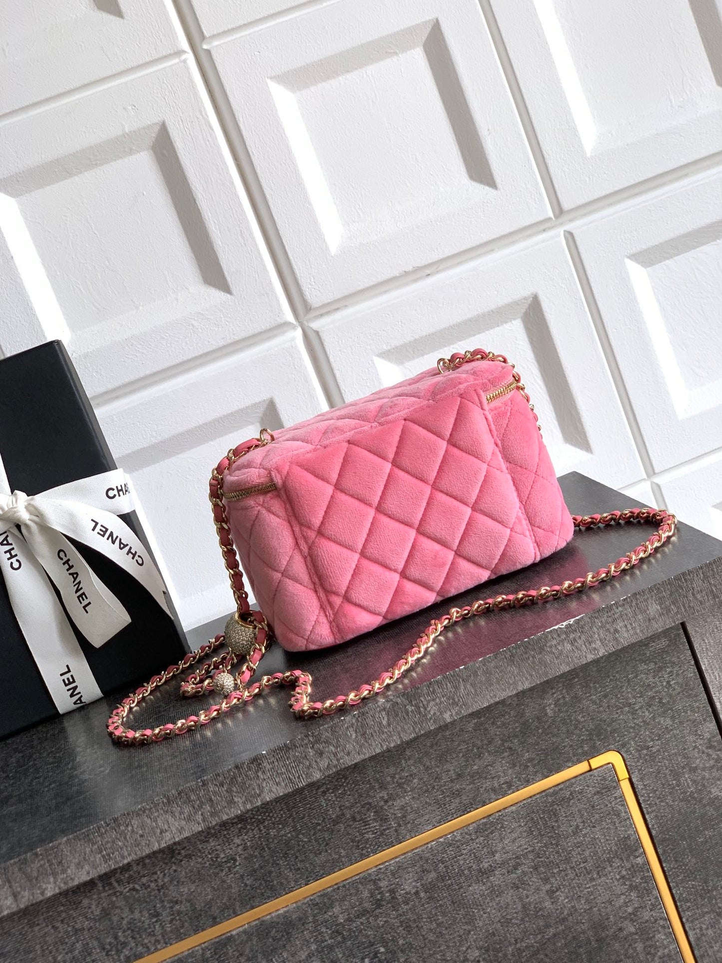 Chanel Velvet Vanity Bag with Crystal Charm