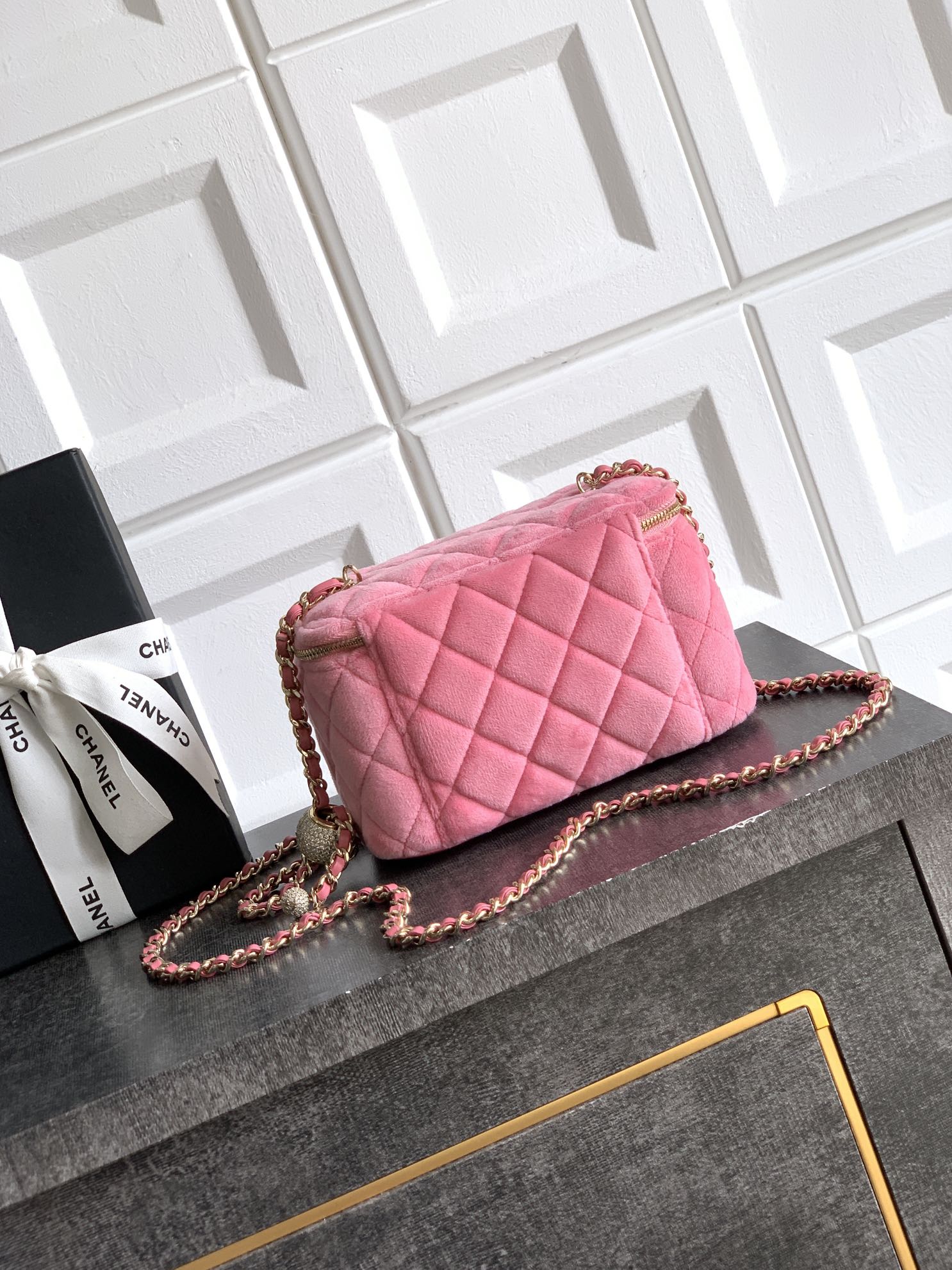 Chanel Velvet Vanity Bag with Crystal Charm