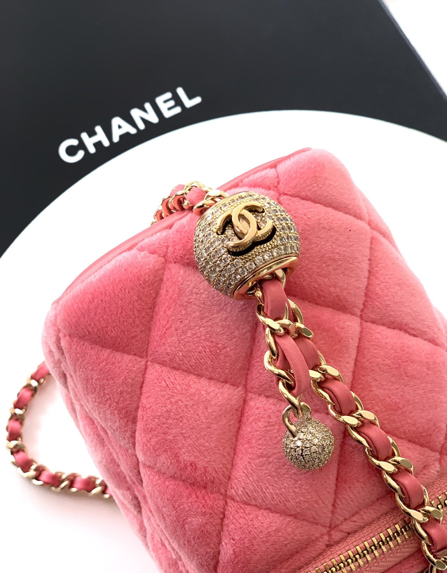 Chanel Velvet Vanity Bag with Crystal Charm