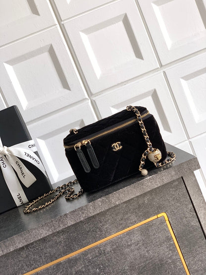 Chanel Velvet Vanity Bag with Crystal Charm