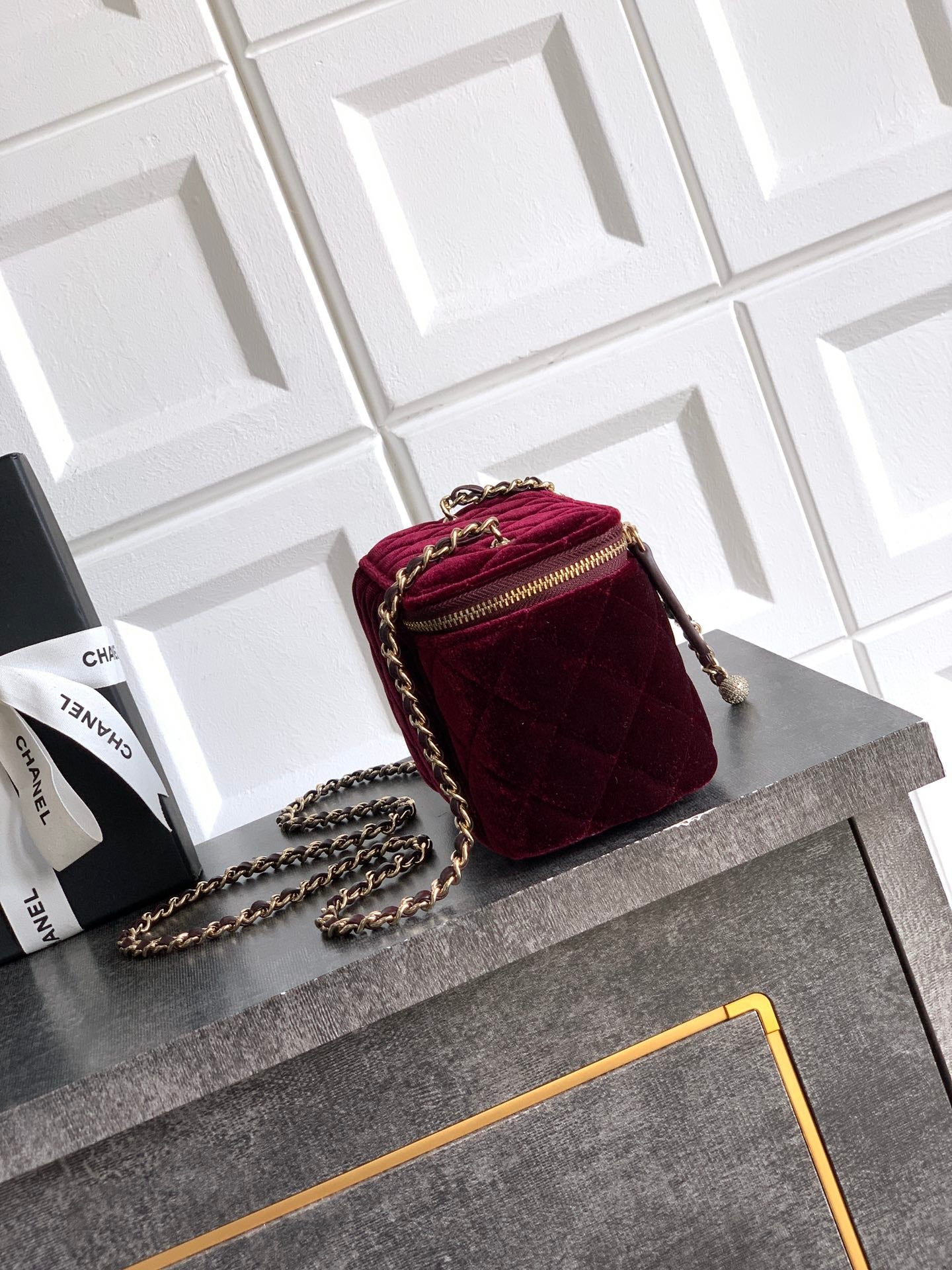 Chanel Velvet Vanity Bag with Crystal Charm