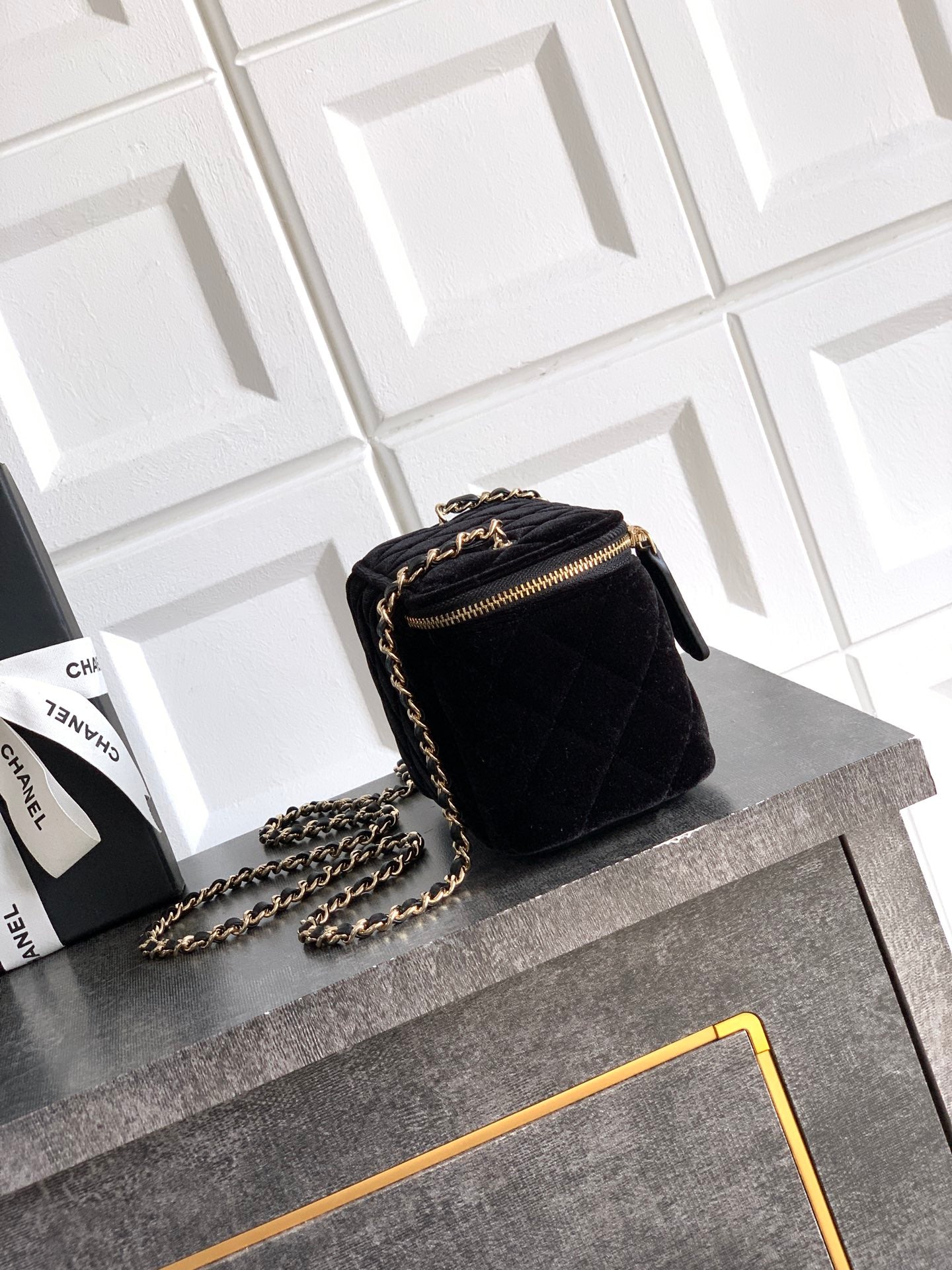 Chanel Velvet Vanity Bag with Crystal Charm