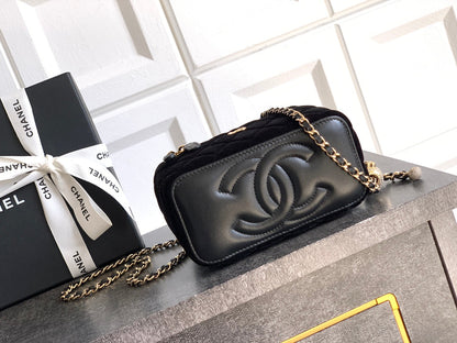 Chanel Velvet Vanity Bag with Crystal Charm