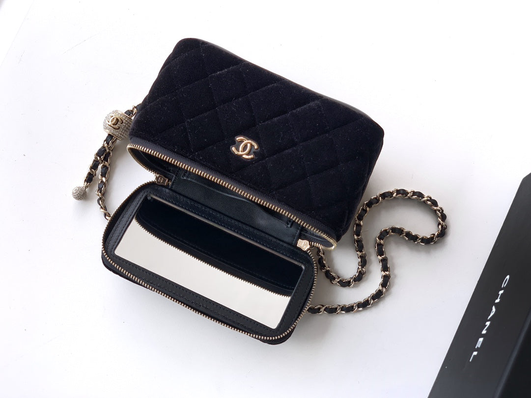 Chanel Velvet Vanity Bag with Crystal Charm