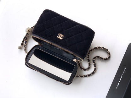 Chanel Velvet Vanity Bag with Crystal Charm