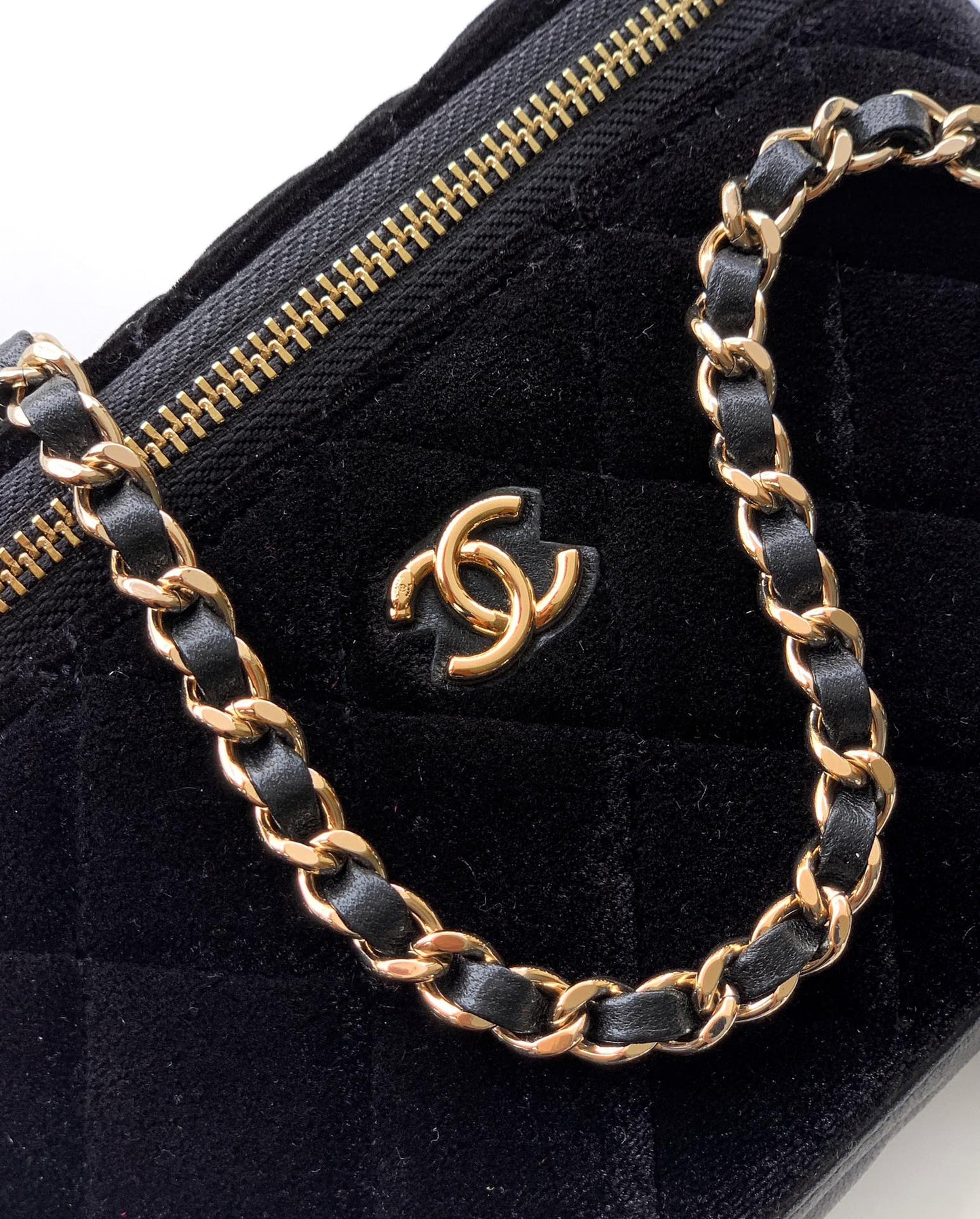 Chanel Velvet Vanity Bag with Crystal Charm