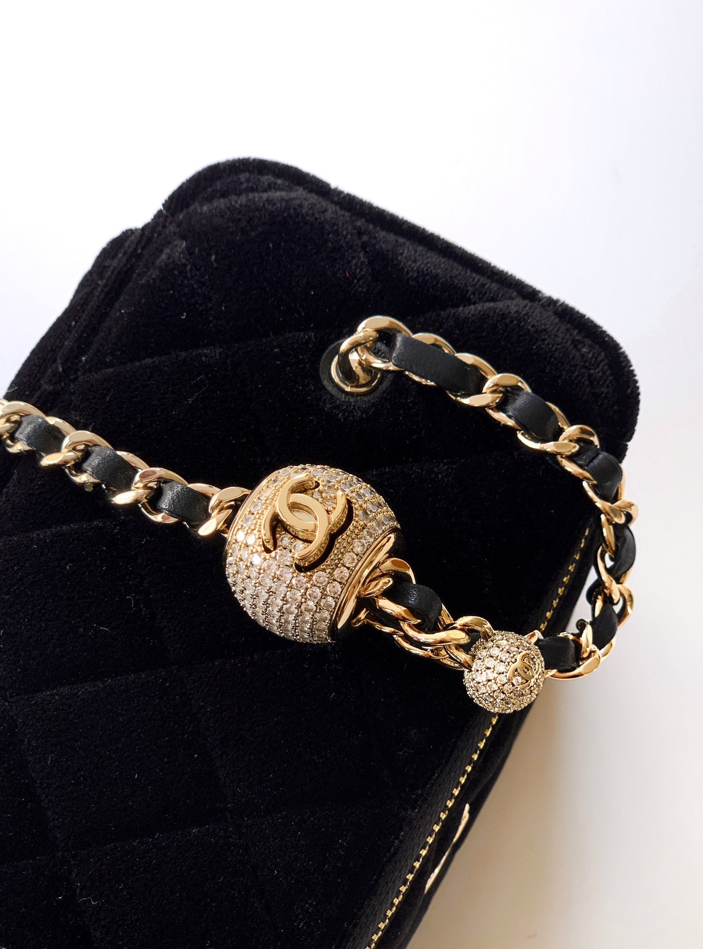 Chanel Velvet Vanity Bag with Crystal Charm