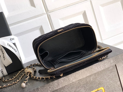 Chanel Velvet Vanity Bag with Crystal Charm