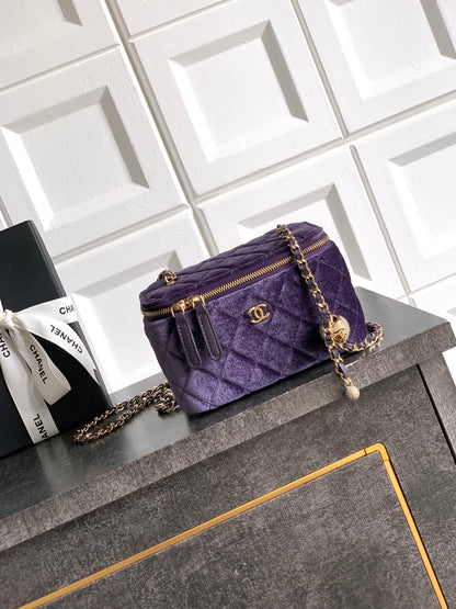 Chanel Velvet Vanity Bag with Crystal Charm