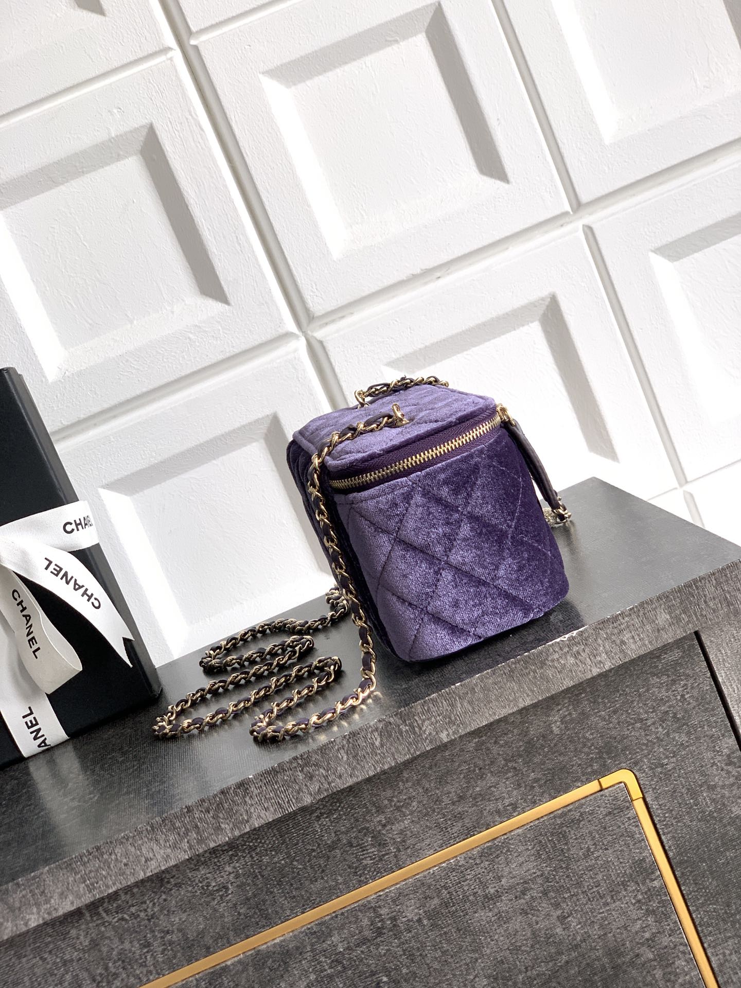Chanel Velvet Vanity Bag with Crystal Charm