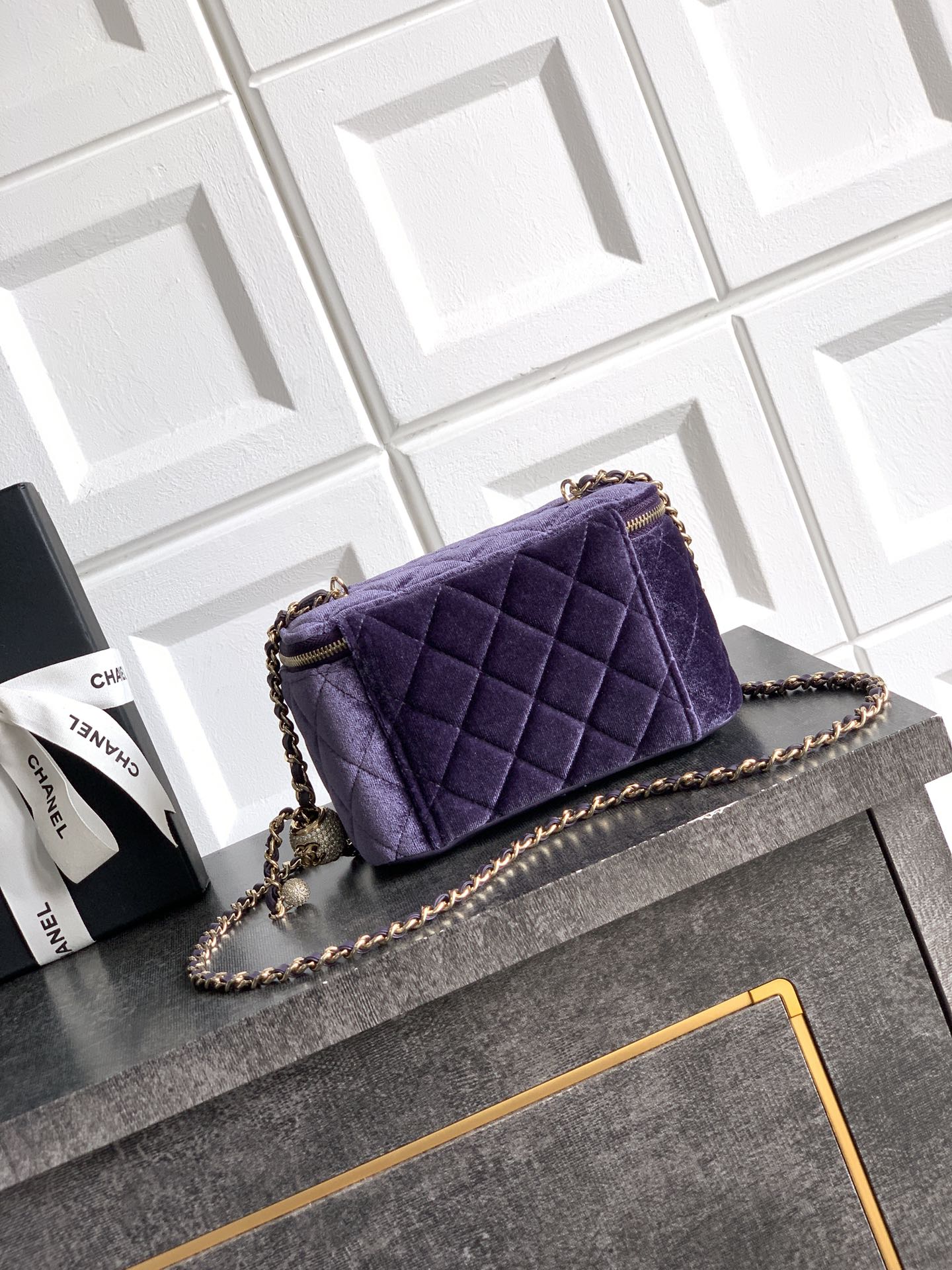 Chanel Velvet Vanity Bag with Crystal Charm