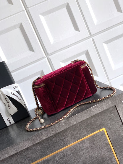 Chanel Velvet Vanity Bag with Crystal Charm
