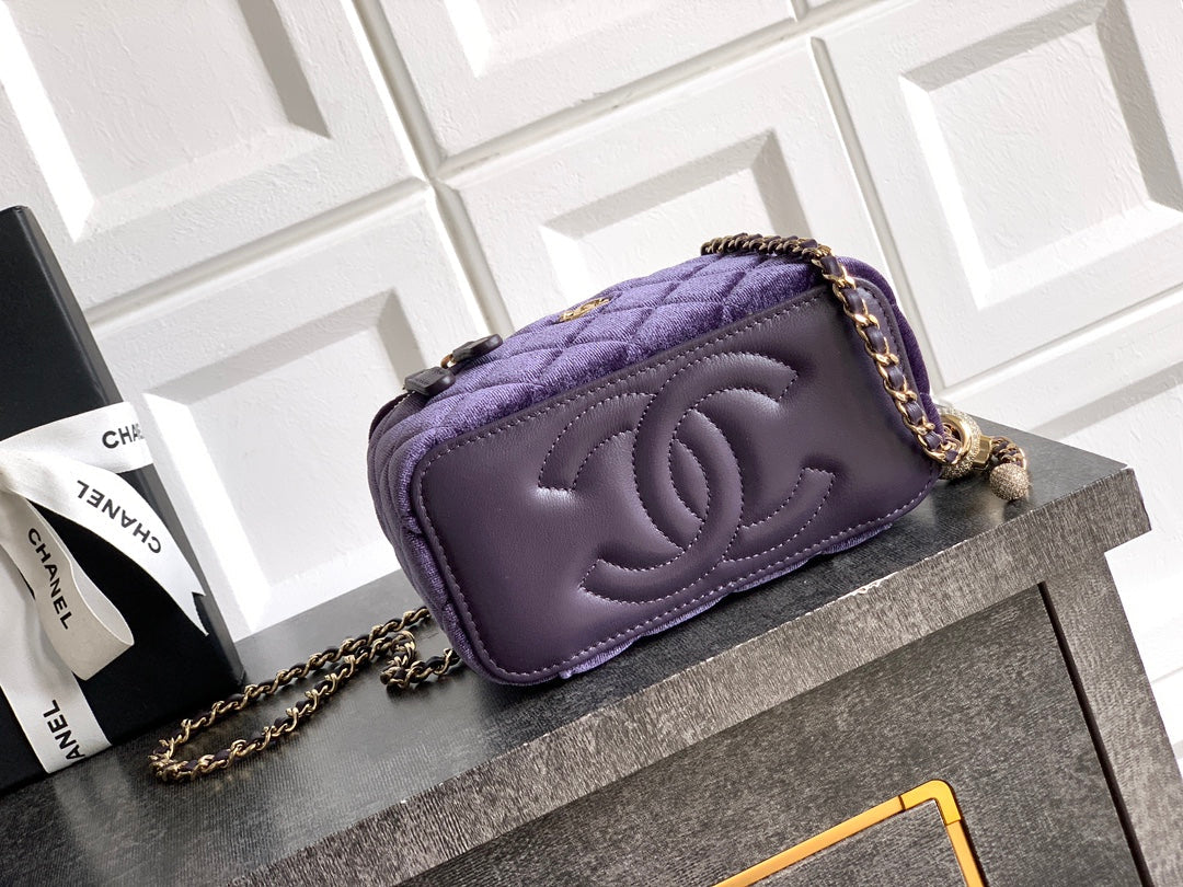 Chanel Velvet Vanity Bag with Crystal Charm