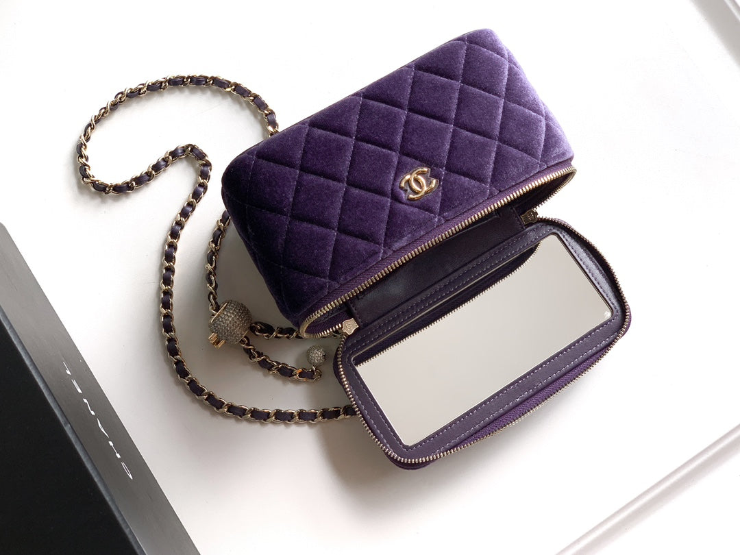 Chanel Velvet Vanity Bag with Crystal Charm