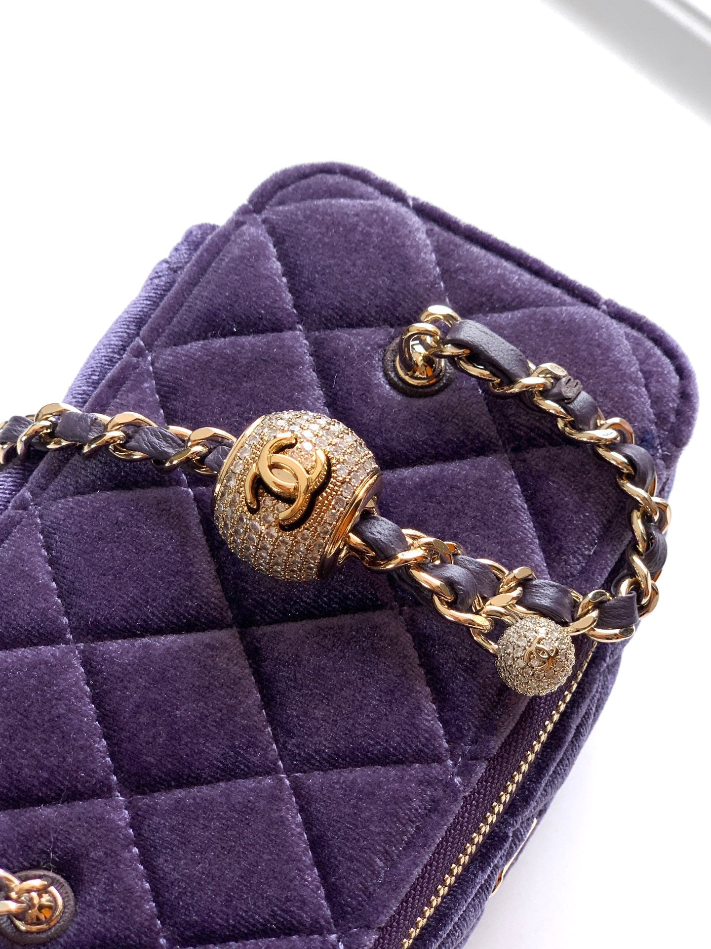 Chanel Velvet Vanity Bag with Crystal Charm