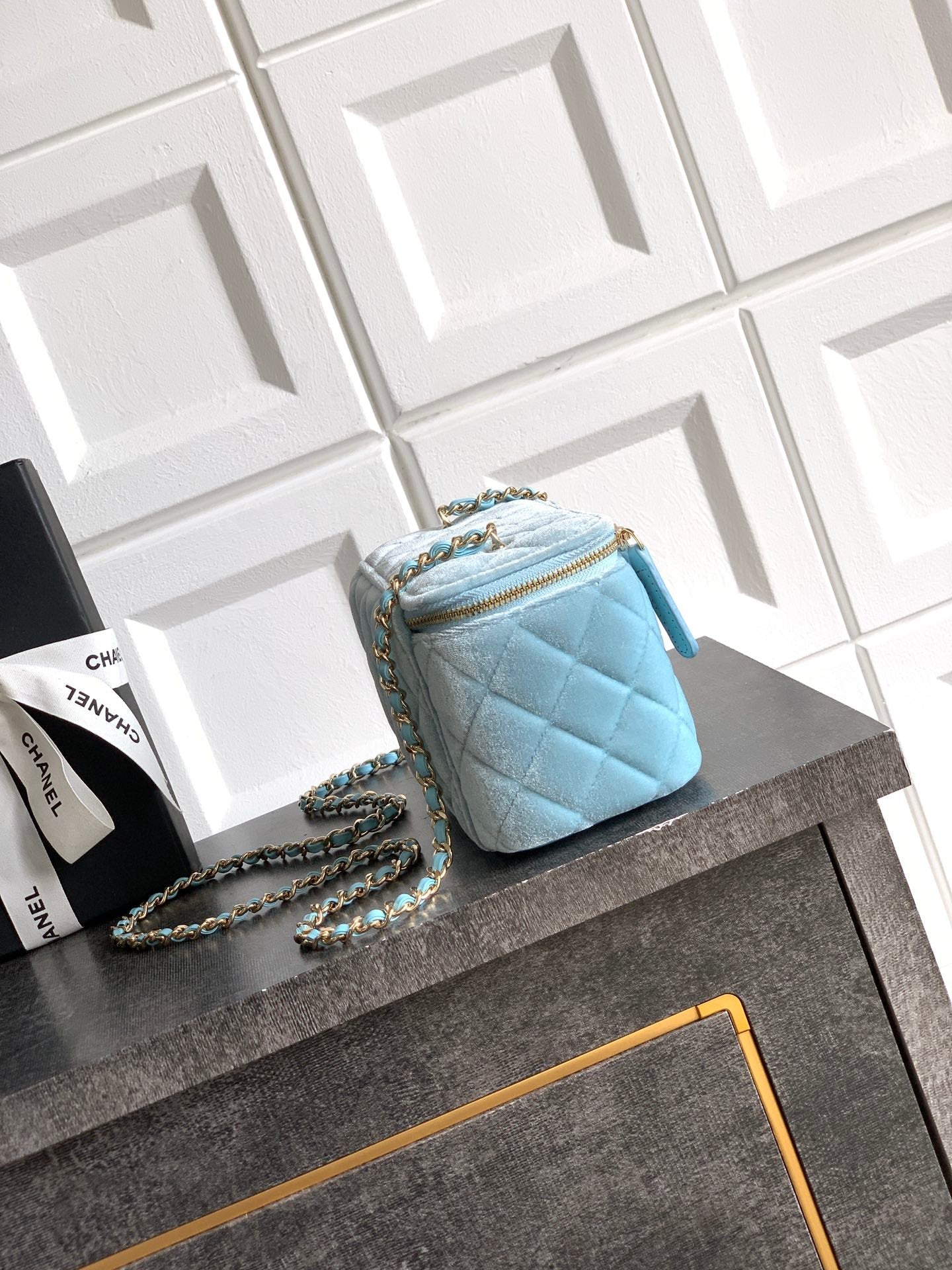 Chanel Velvet Vanity Bag with Crystal Charm