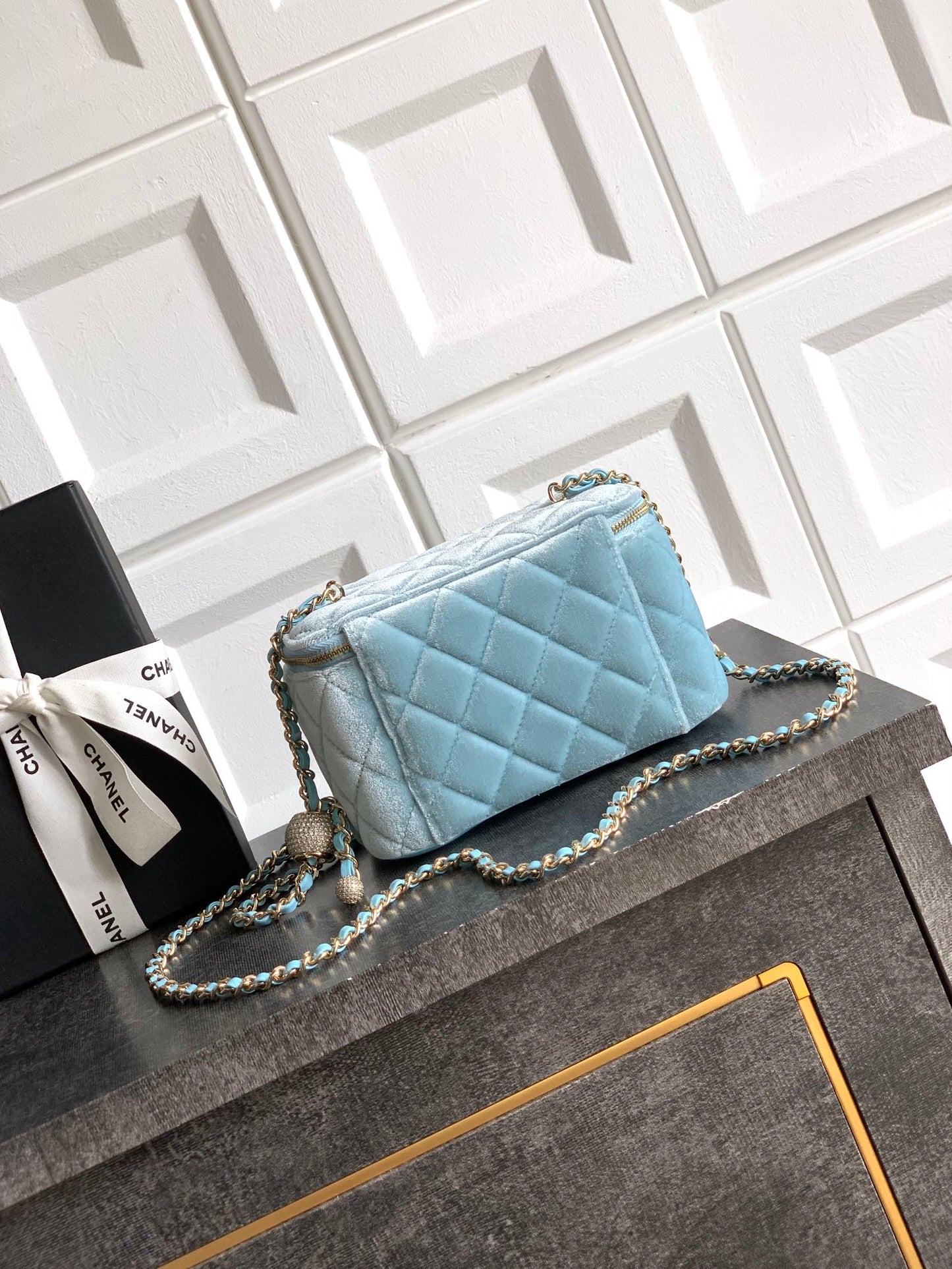 Chanel Velvet Vanity Bag with Crystal Charm