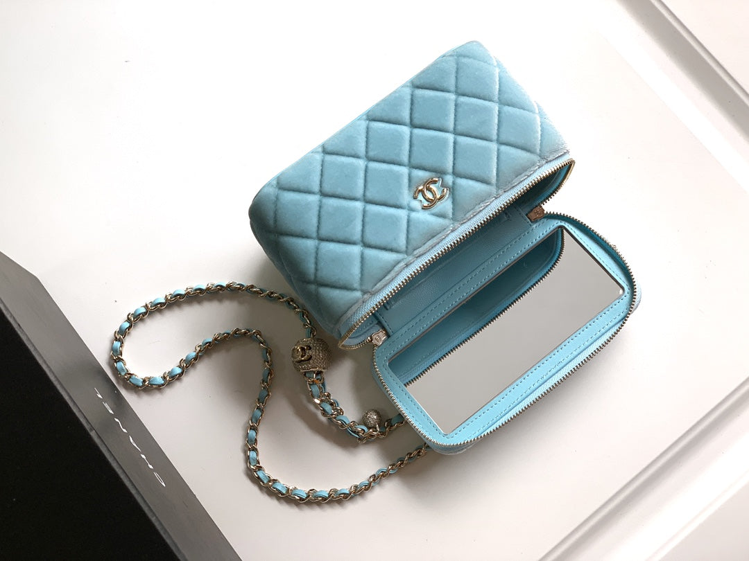 Chanel Velvet Vanity Bag with Crystal Charm