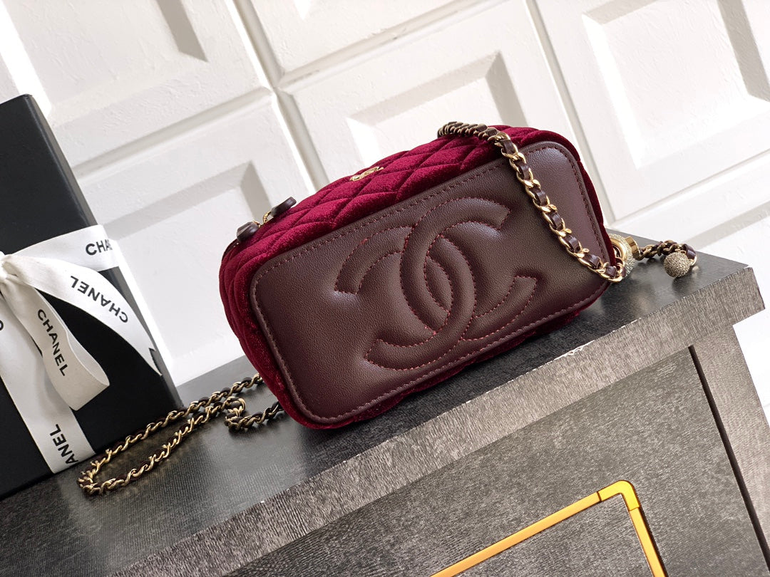 Chanel Velvet Vanity Bag with Crystal Charm